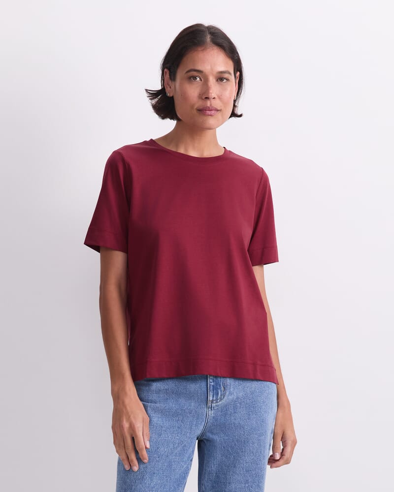 Mercerised Cotton Short Sleeve Tee in PINOT