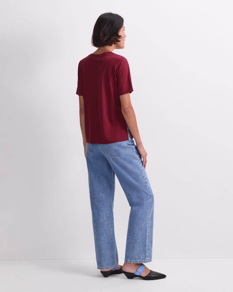 Mercerised Cotton Short Sleeve Tee in PINOT