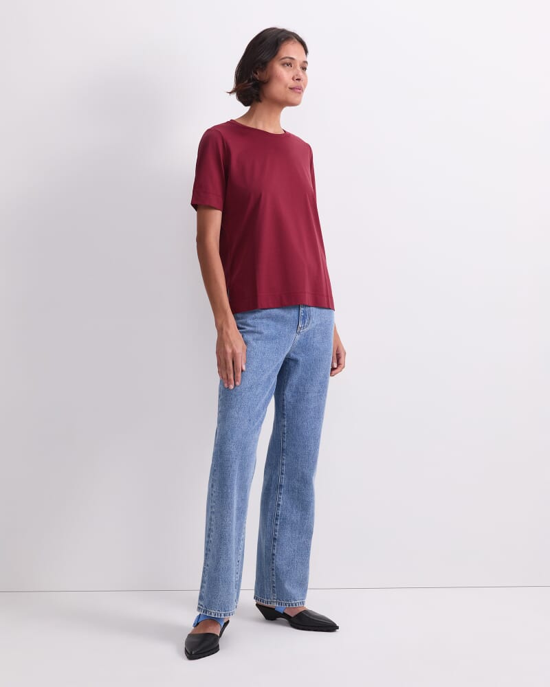 Mercerised Cotton Short Sleeve Tee in PINOT