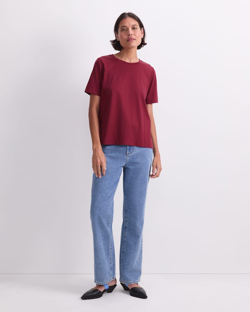 Mercerised Cotton Short Sleeve Tee in PINOT