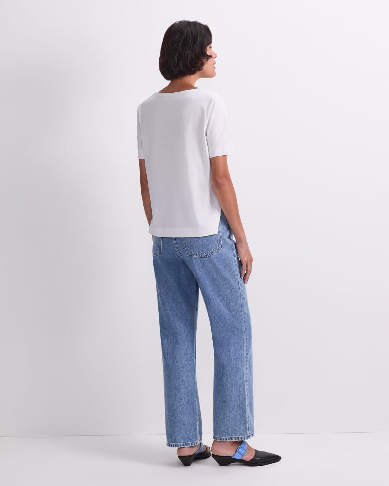 Mercerised Cotton Short Sleeve Tee in WHITE