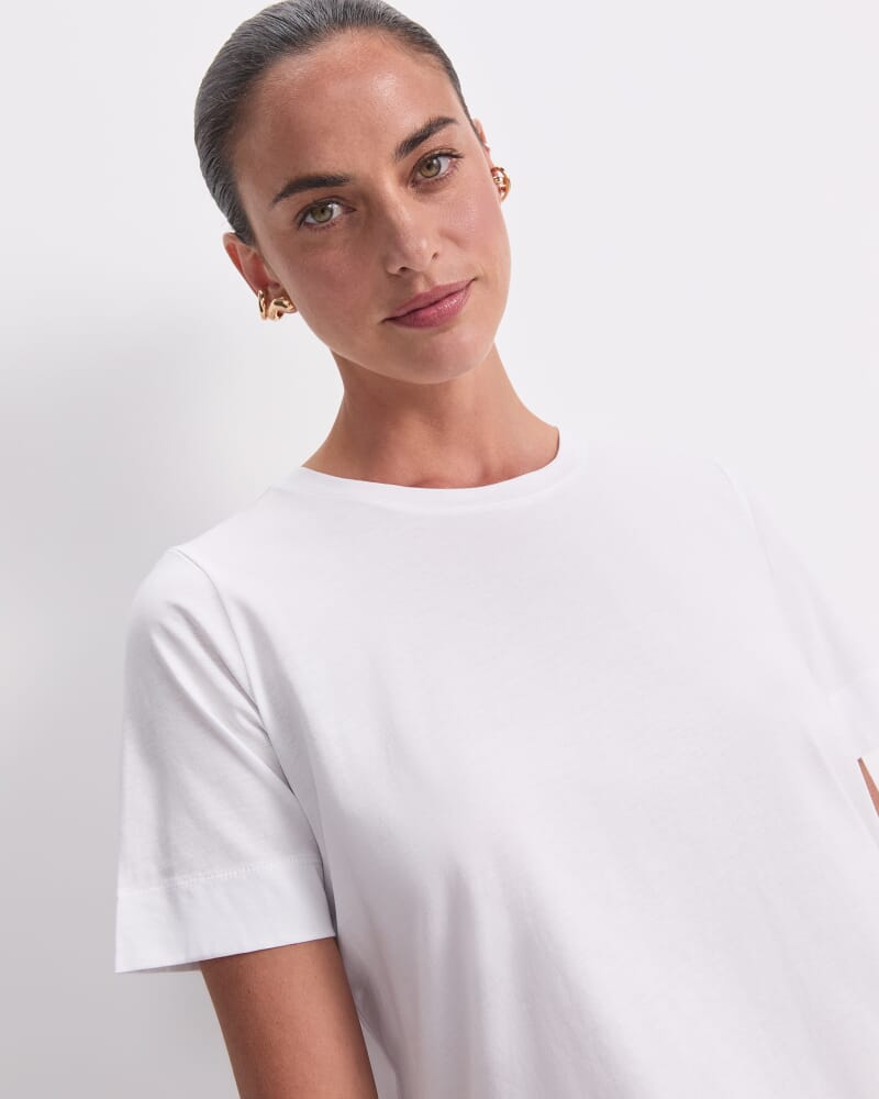Mercerised Cotton Short Sleeve Tee in WHITE