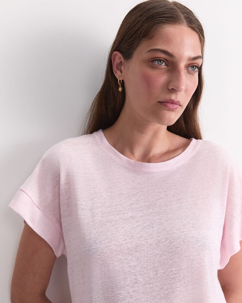 Tonia Foil Linen Tee in BLUSH
