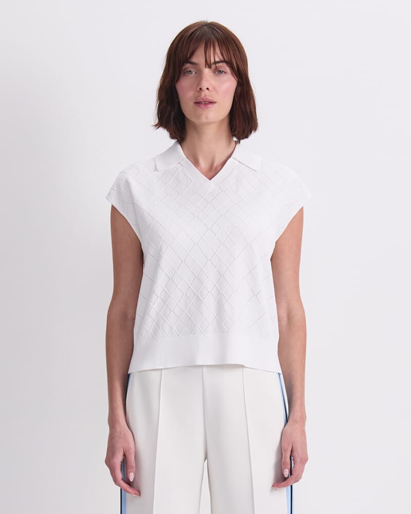 Maxine Milano Argyle Knit Top in CREAM