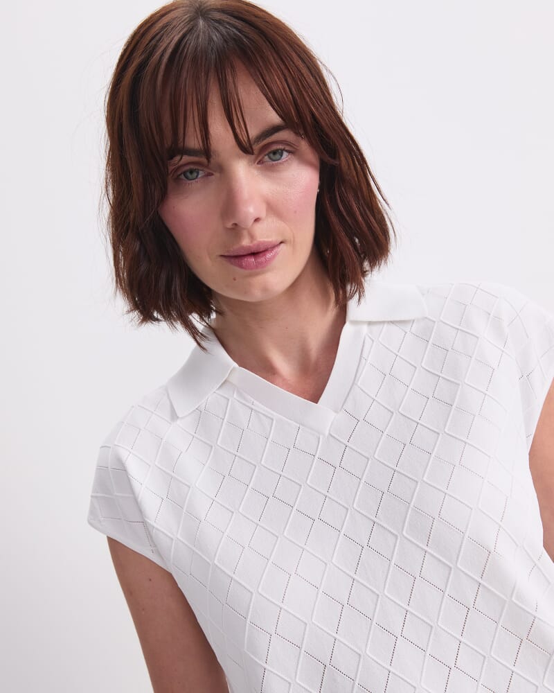 Maxine Milano Argyle Knit Top in CREAM