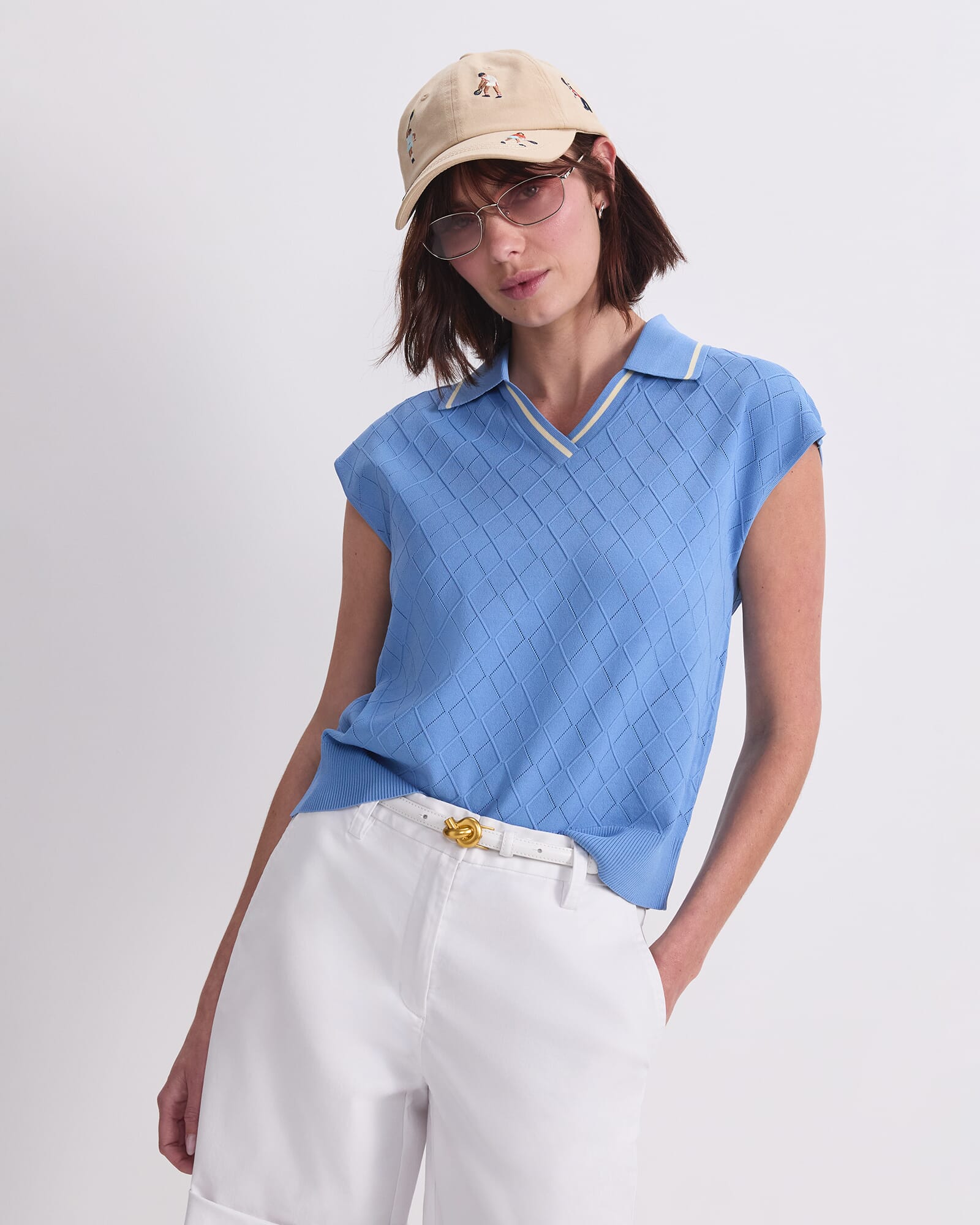 Maxine Milano Argyle Knit Top