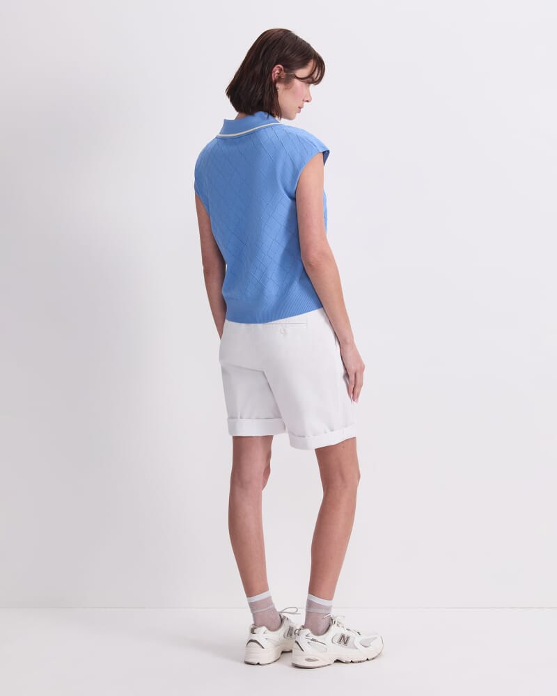 Maxine Milano Argyle Knit Top in LAGOON