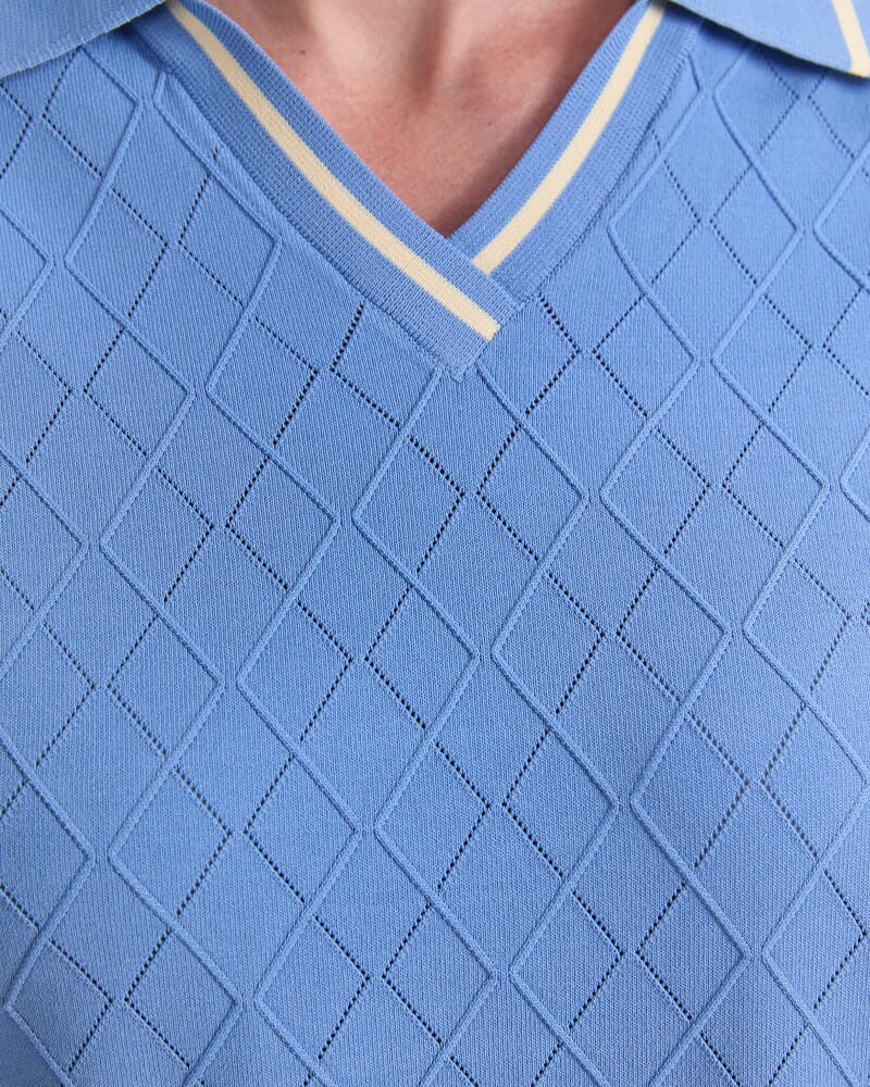 Maxine Milano Argyle Knit Top in LAGOON