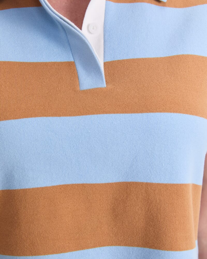 Knit Sleeveless Polo Tank in BLUE/BROWN
