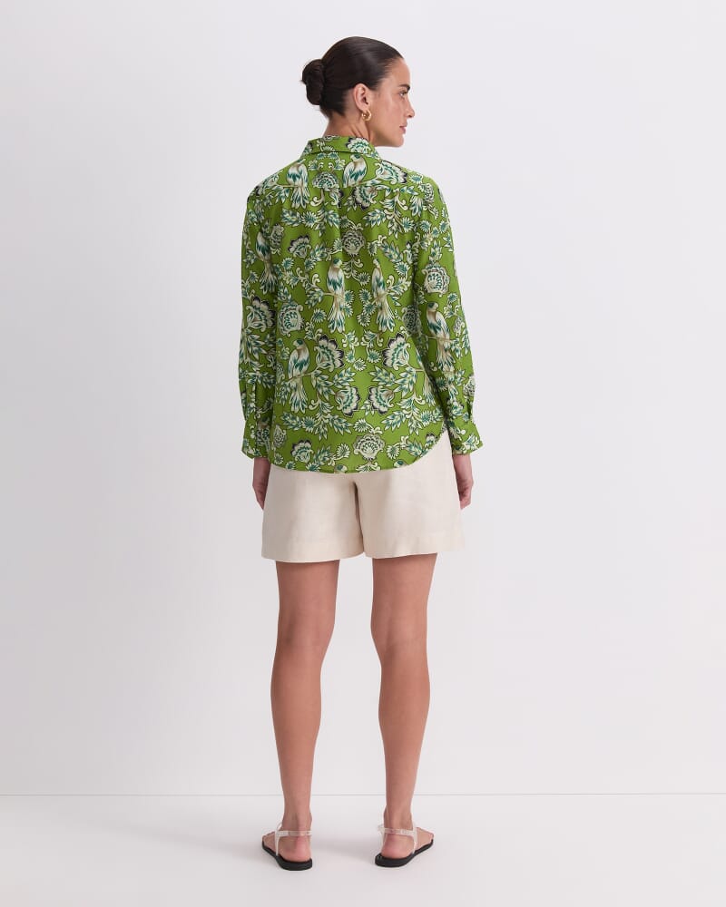 Aya Cotton Silk Shirt in GREEN MULTI