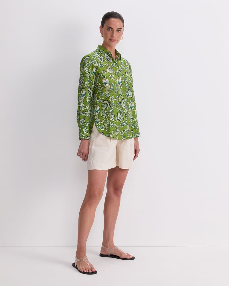 Aya Cotton Silk Shirt in GREEN MULTI