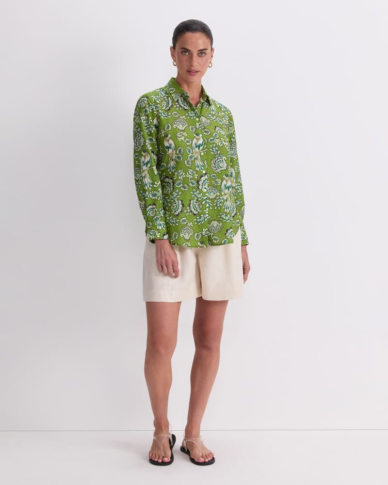 Aya Cotton Silk Shirt in GREEN MULTI