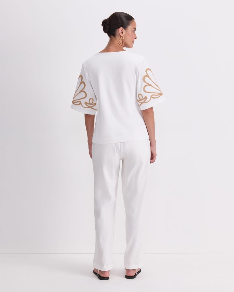 Eliza Embroidery Top in WHITE