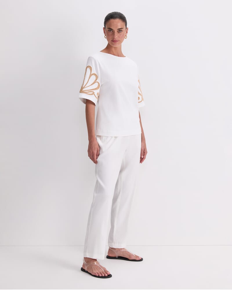 Eliza Embroidery Top in WHITE