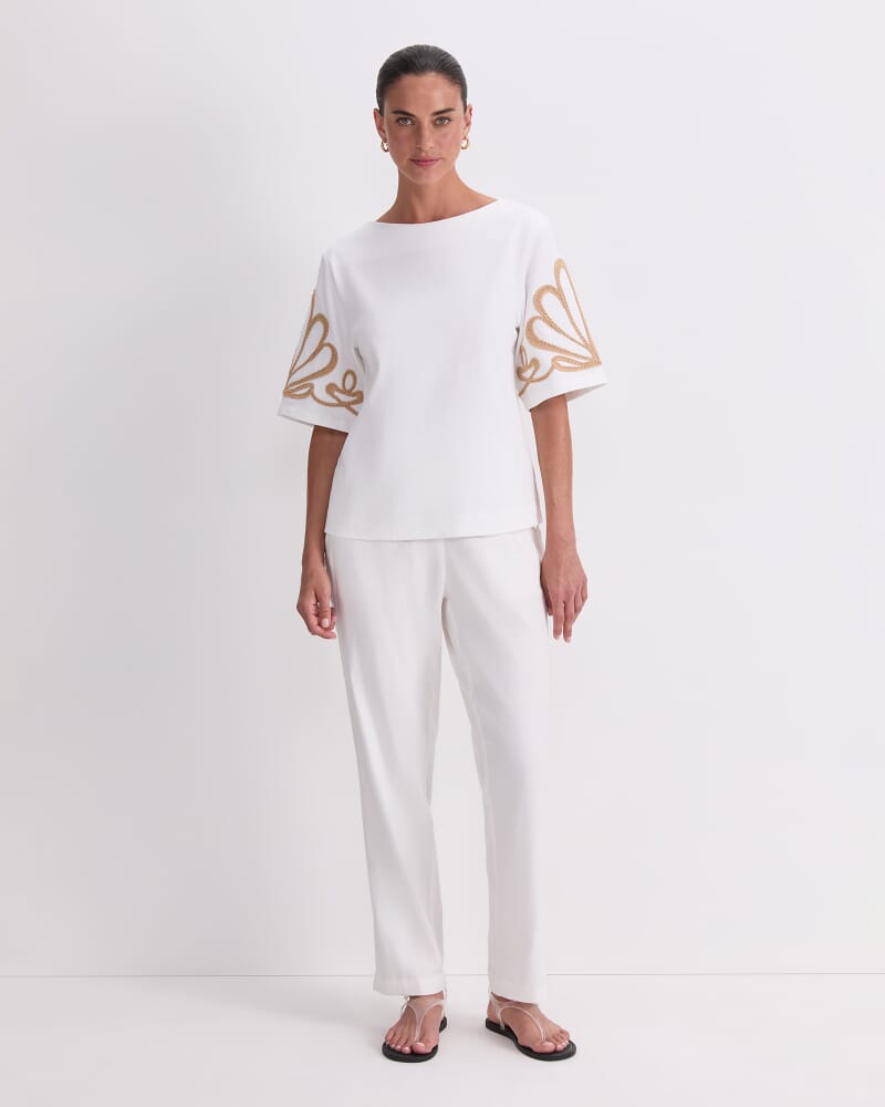 Eliza Embroidery Top in WHITE