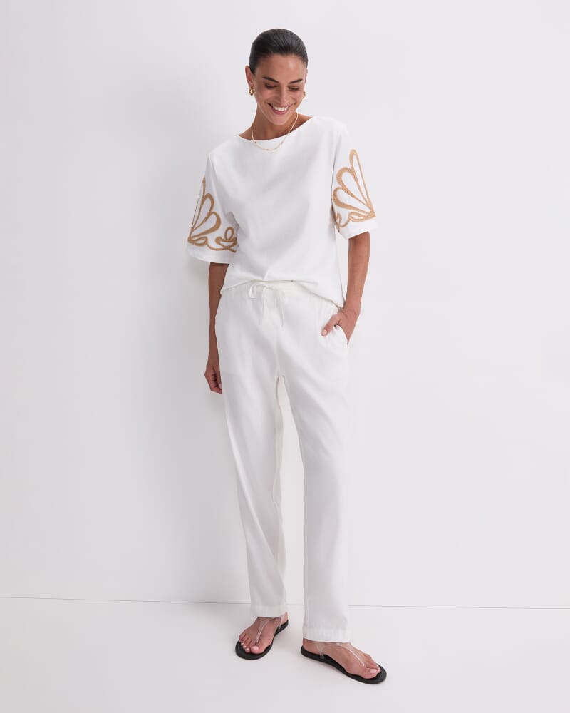 Eliza Embroidery Top in WHITE