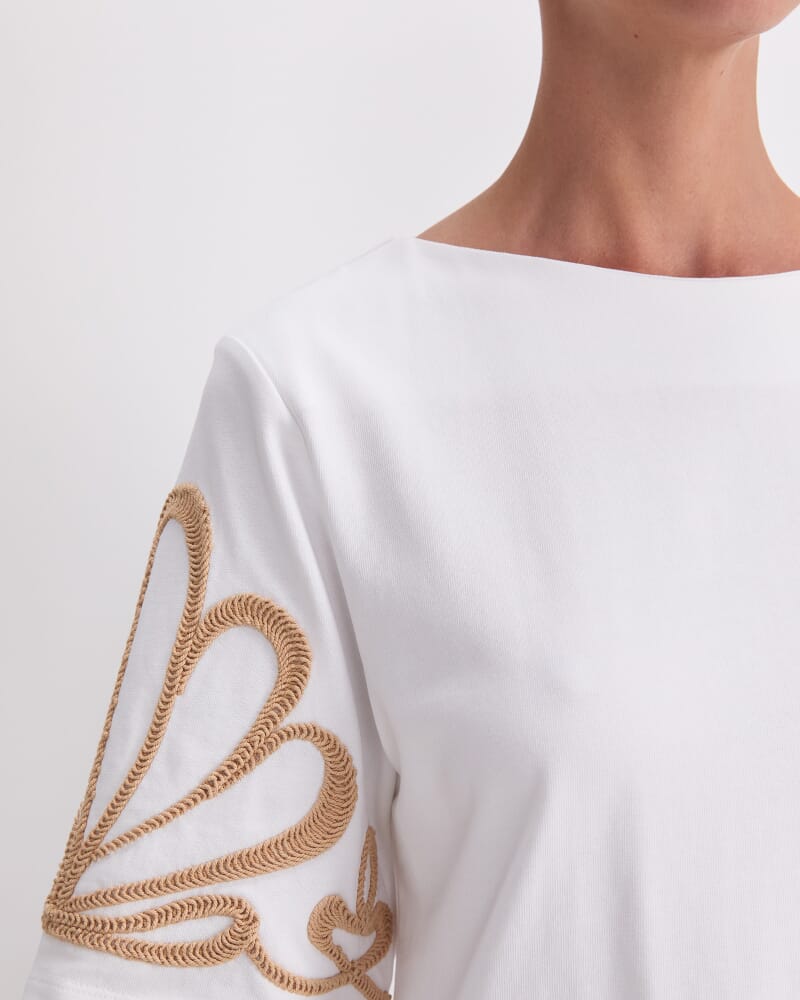 Eliza Embroidery Top in WHITE