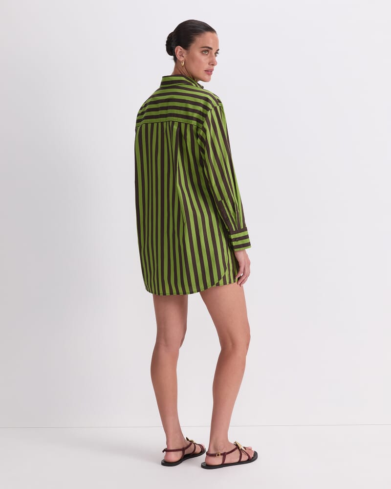 Tara Oversize Stripe Shirt in GREEN MULTI