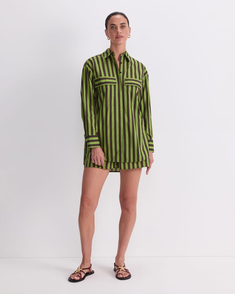 Tara Oversize Stripe Shirt in GREEN MULTI