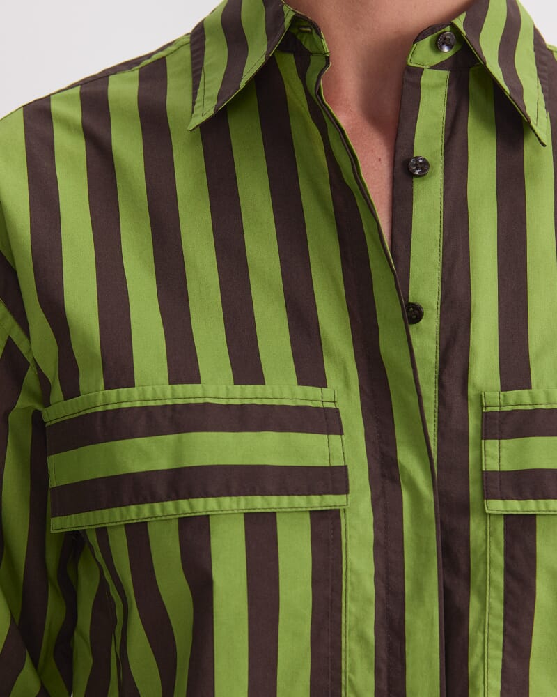 Tara Oversize Stripe Shirt in GREEN MULTI