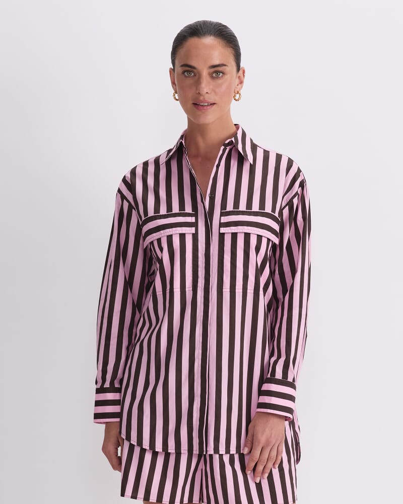 Tara Oversize Stripe Shirt in PINK MULTI