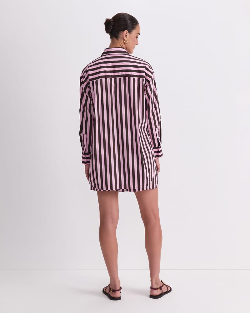Tara Oversize Stripe Shirt in PINK MULTI