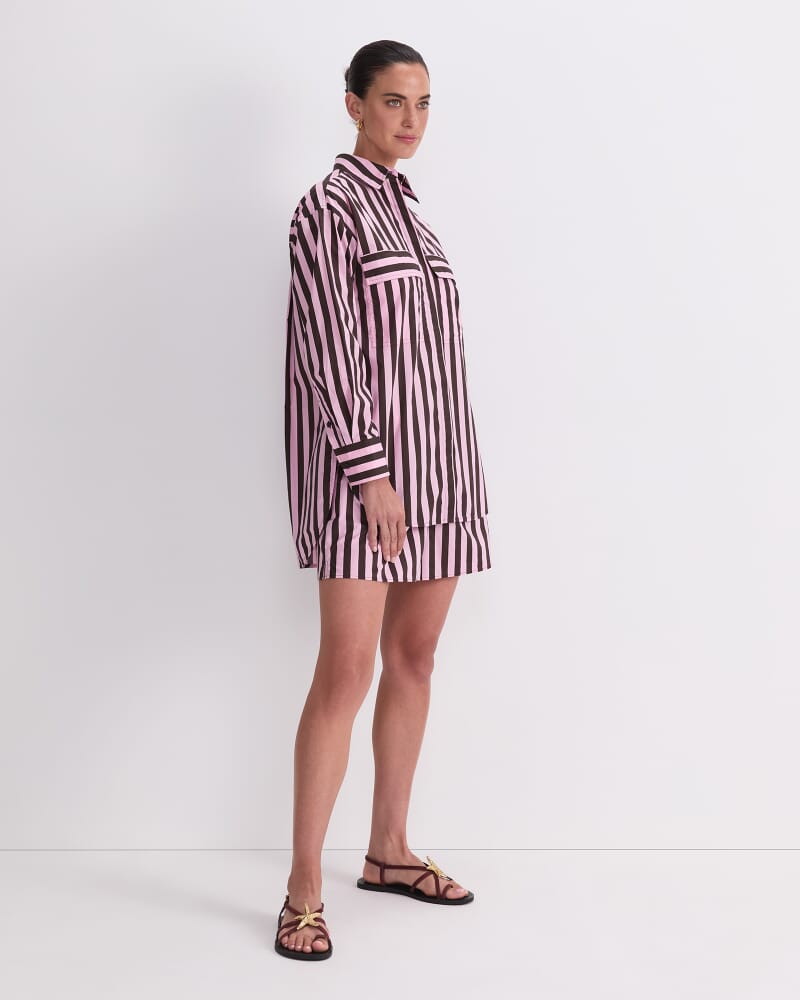 Tara Oversize Stripe Shirt in PINK MULTI