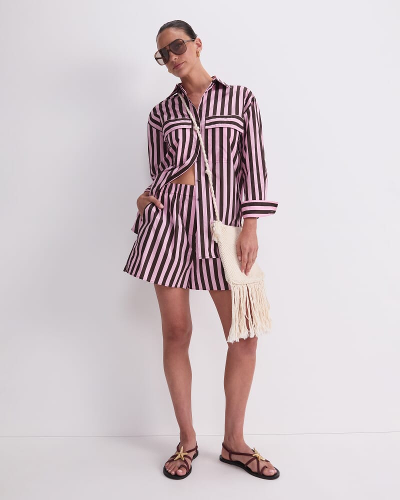 Tara Oversize Stripe Shirt in PINK MULTI