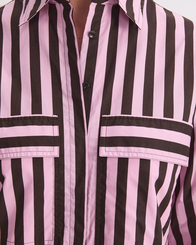 Tara Oversize Stripe Shirt in PINK MULTI