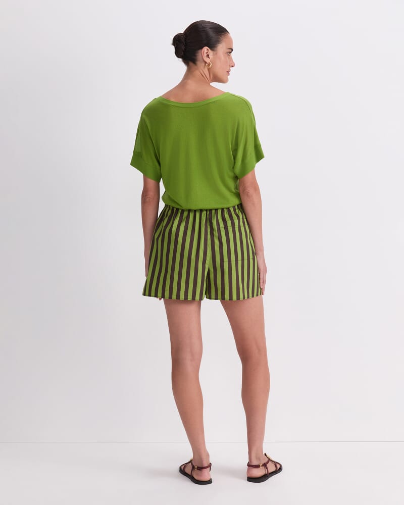 Tara Stripe Cotton Short in GREEN MULTI
