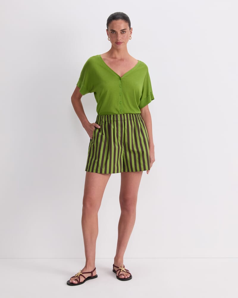 Tara Stripe Cotton Short in GREEN MULTI