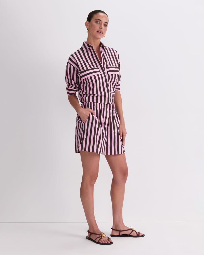 Tara Stripe Cotton Short in PINK MULTI