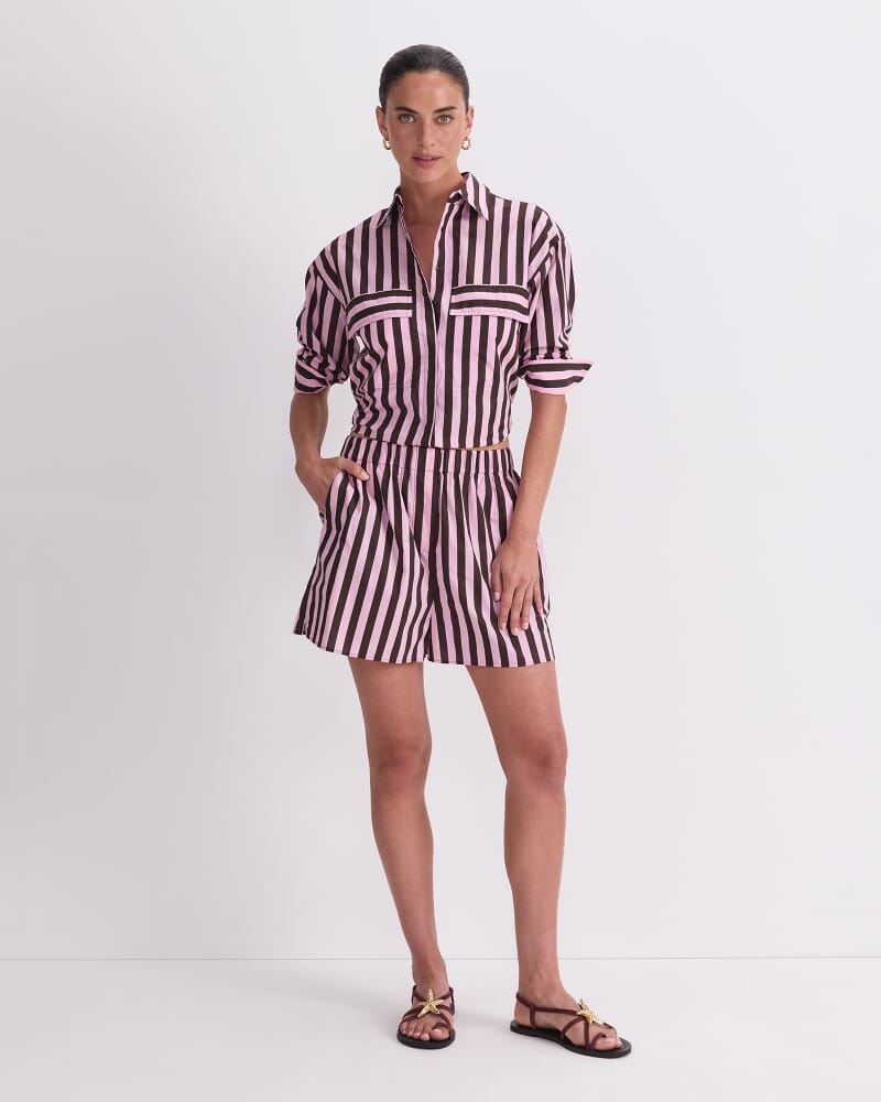 Tara Stripe Cotton Short in PINK MULTI