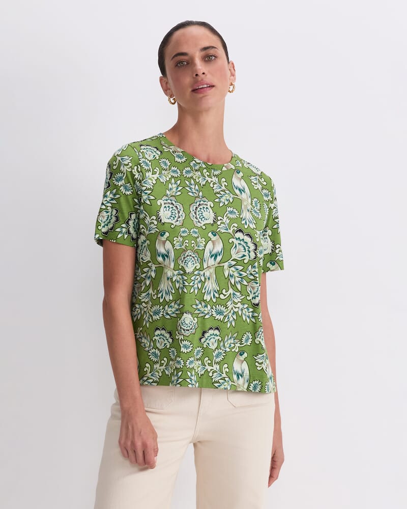 Aya Mercerised Tee in GREEN MULTI