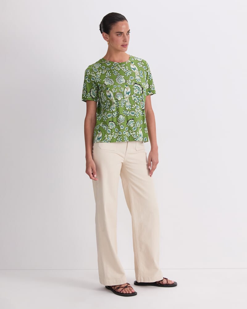Aya Mercerised Tee in GREEN MULTI