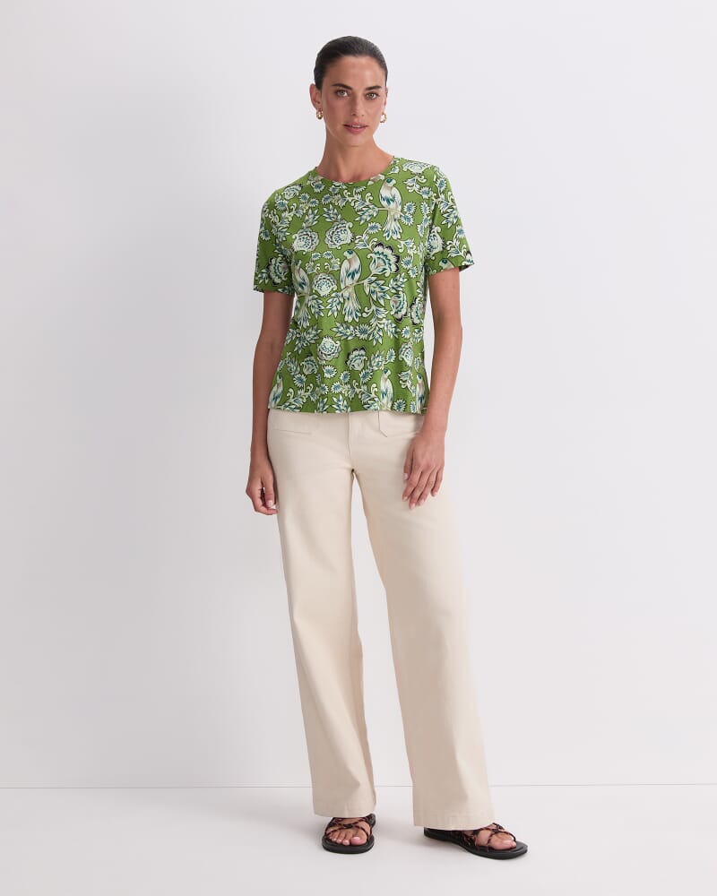 Aya Mercerised Tee in GREEN MULTI