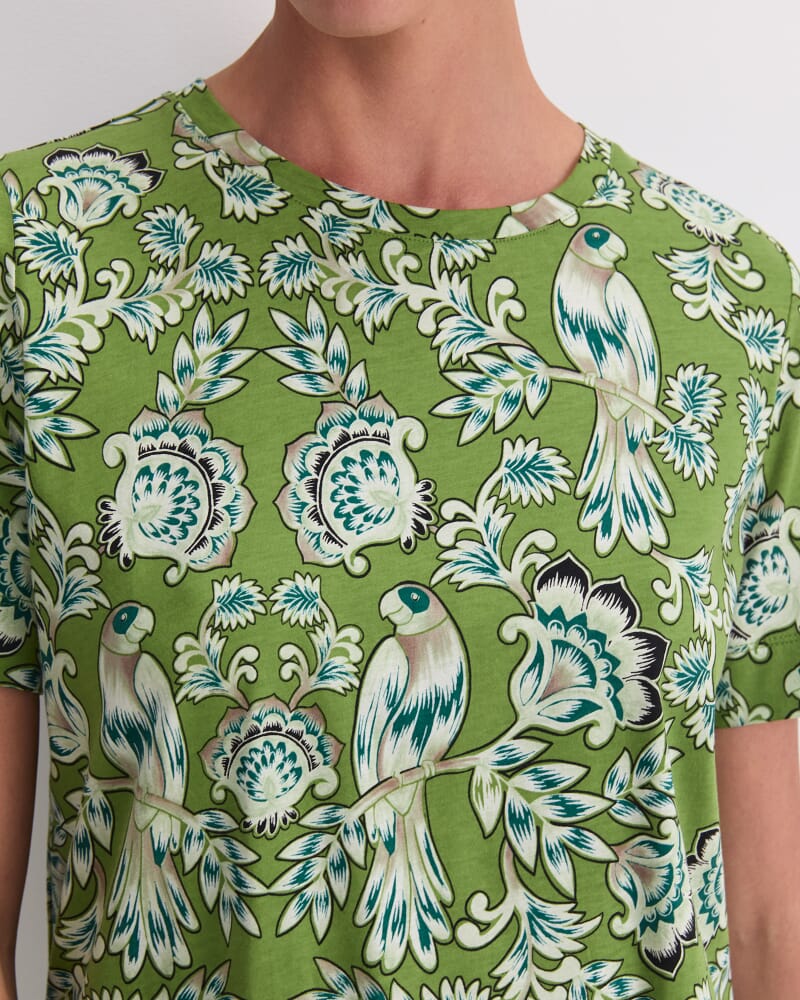Aya Mercerised Tee in GREEN MULTI