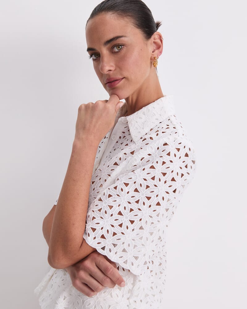 Leila Lace Shirt in WHITE