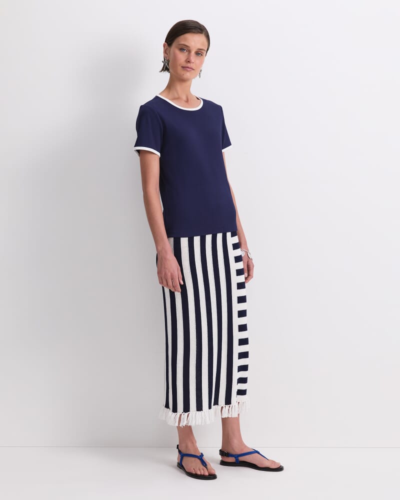 Staple Cotton Blend Tee in NAVY/WHITE