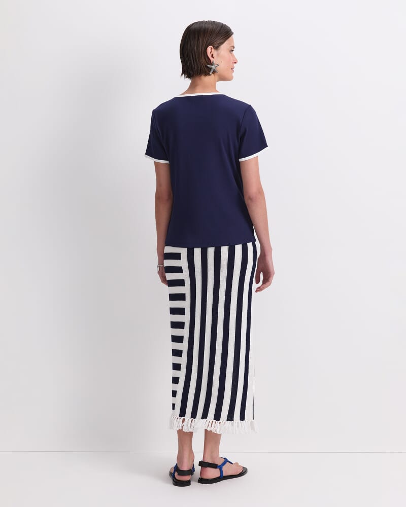 Staple Cotton Blend Tee in NAVY/WHITE