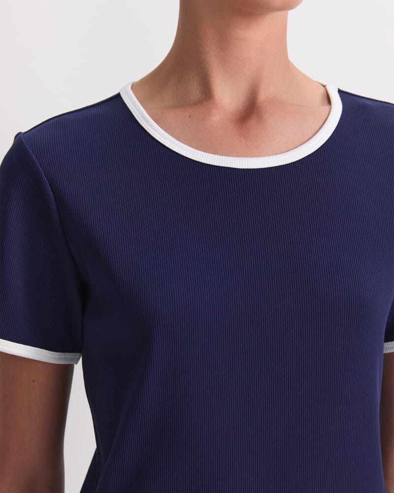 Staple Cotton Blend Tee in NAVY/WHITE