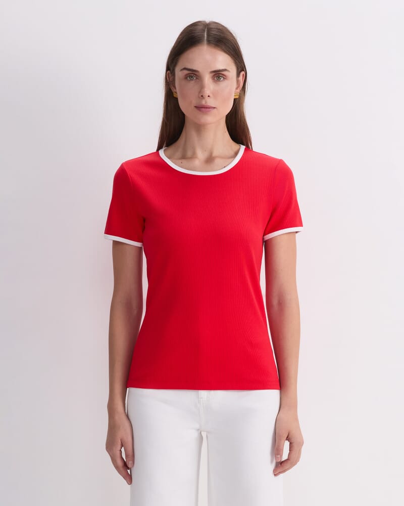 Staple Cotton Blend Tee in RED/WHITE