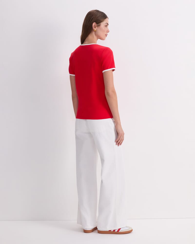 Staple Cotton Blend Tee in RED/WHITE