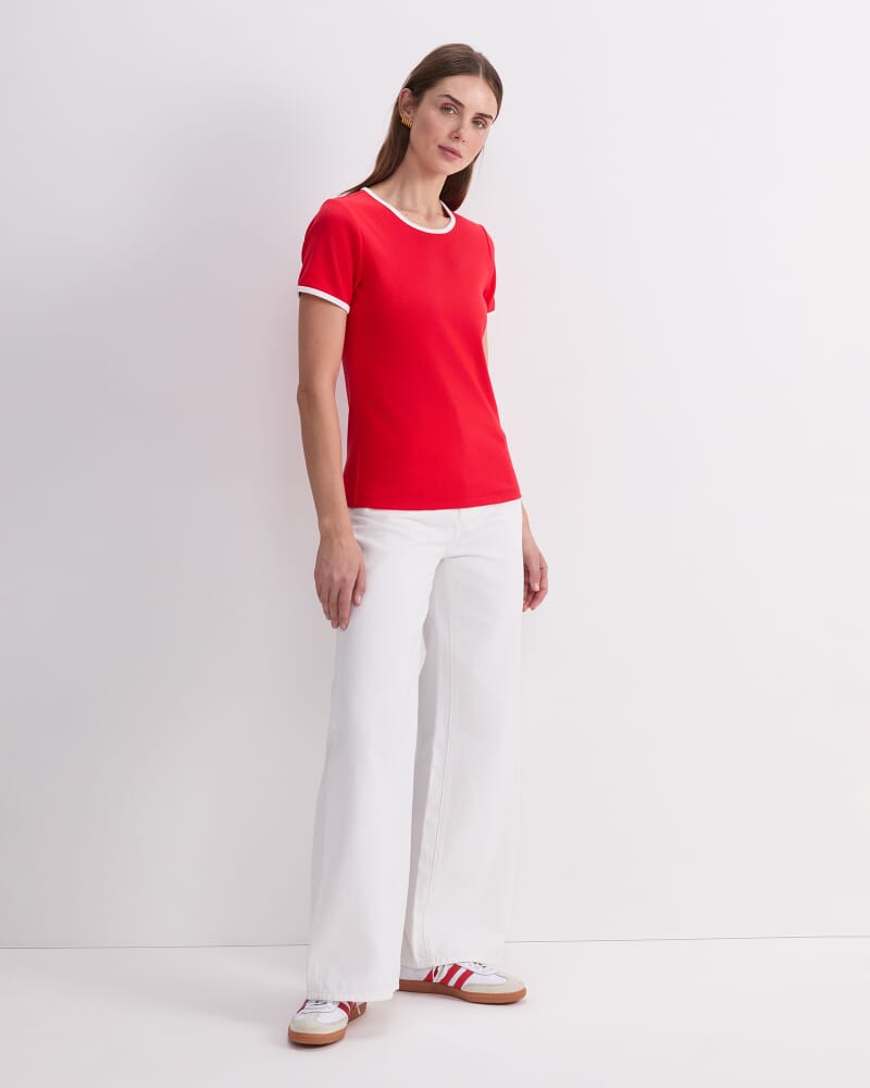 Staple Cotton Blend Tee in RED/WHITE