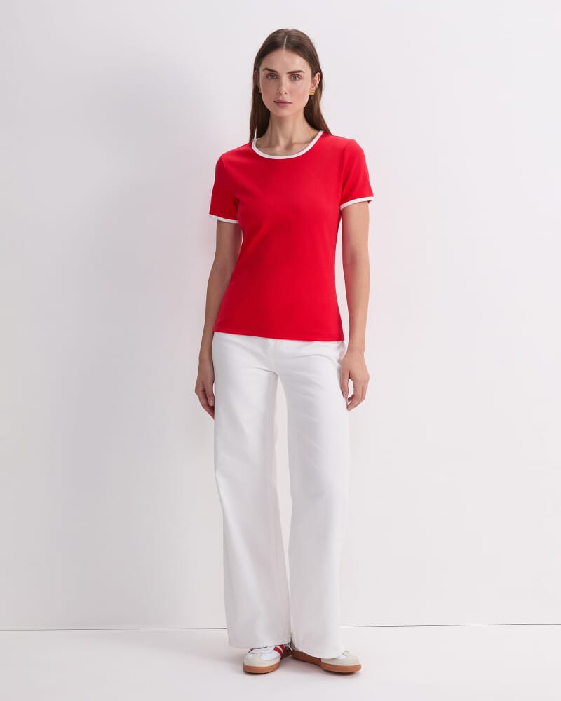 Staple Cotton Blend Tee in RED/WHITE