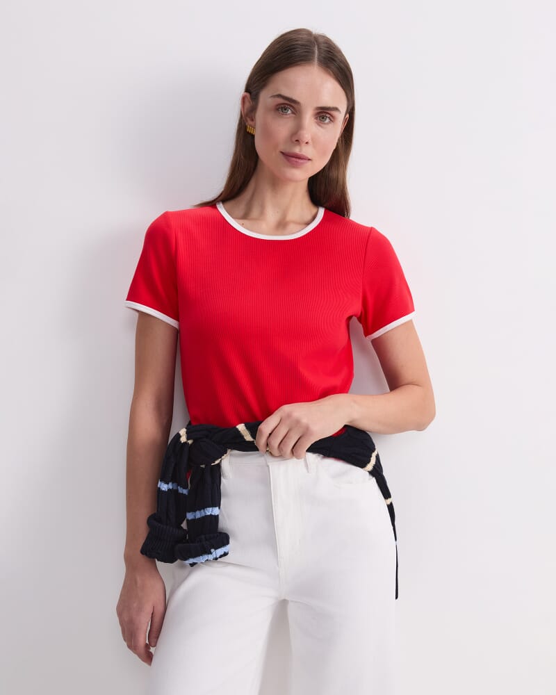 Staple Cotton Blend Tee in RED/WHITE