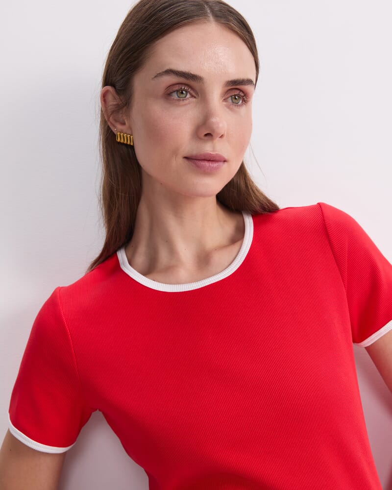 Staple Cotton Blend Tee in RED/WHITE