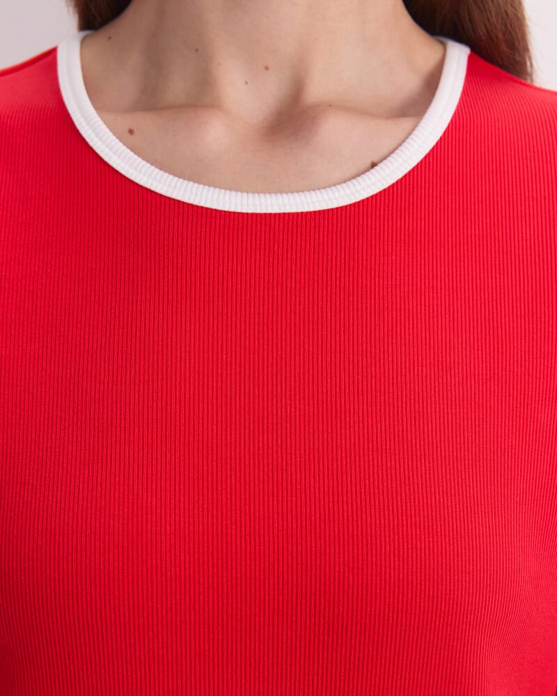 Staple Cotton Blend Tee in RED/WHITE