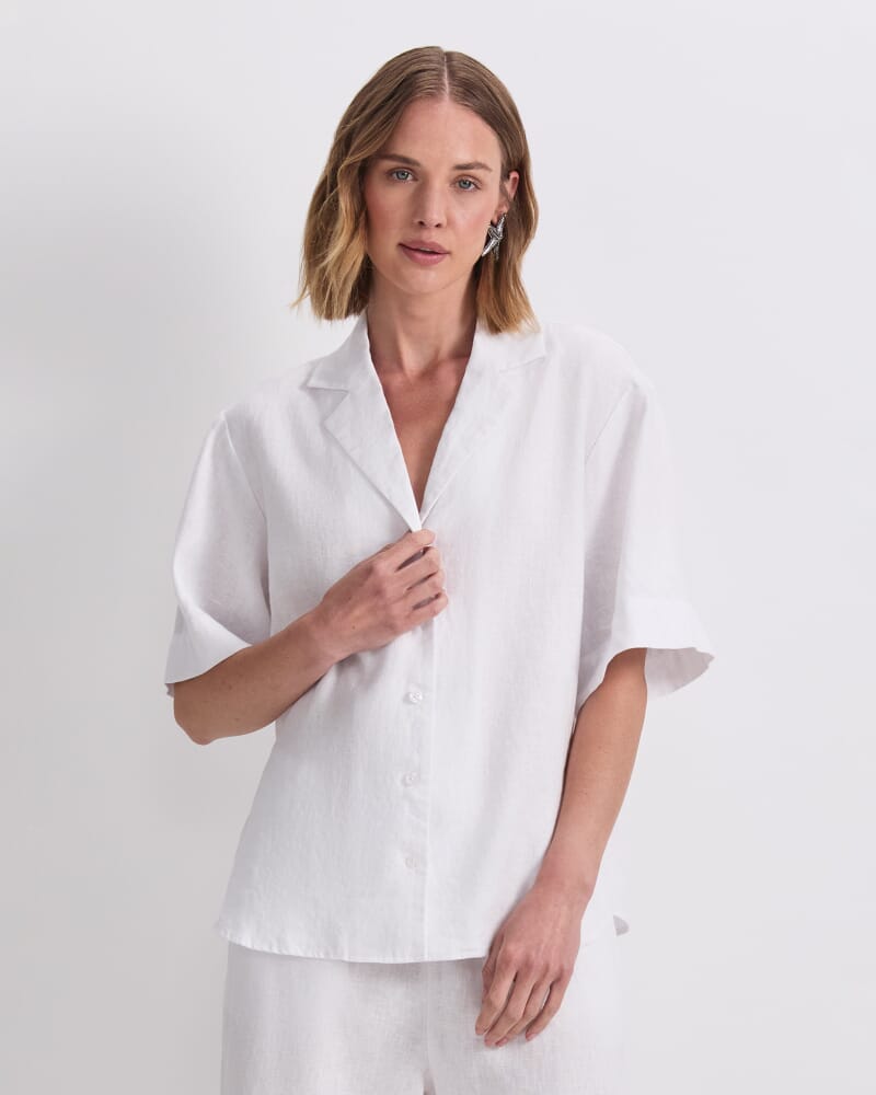 Ariana Linen Shirt in WHITE