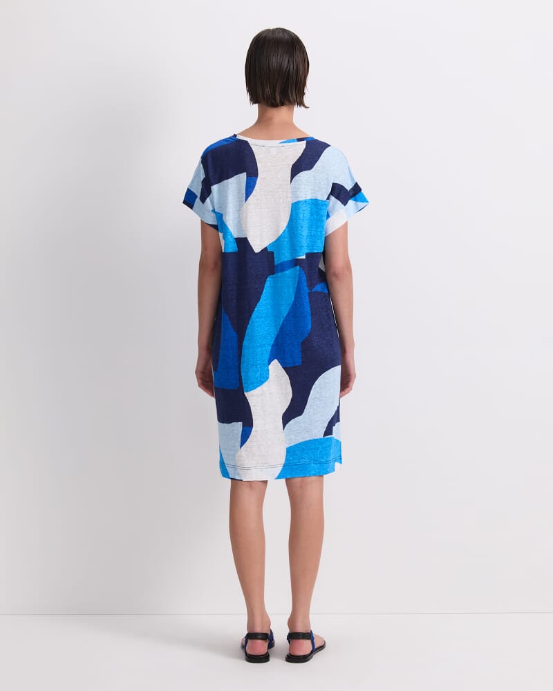Nora Linen Mini Dress in BLUE MULTI